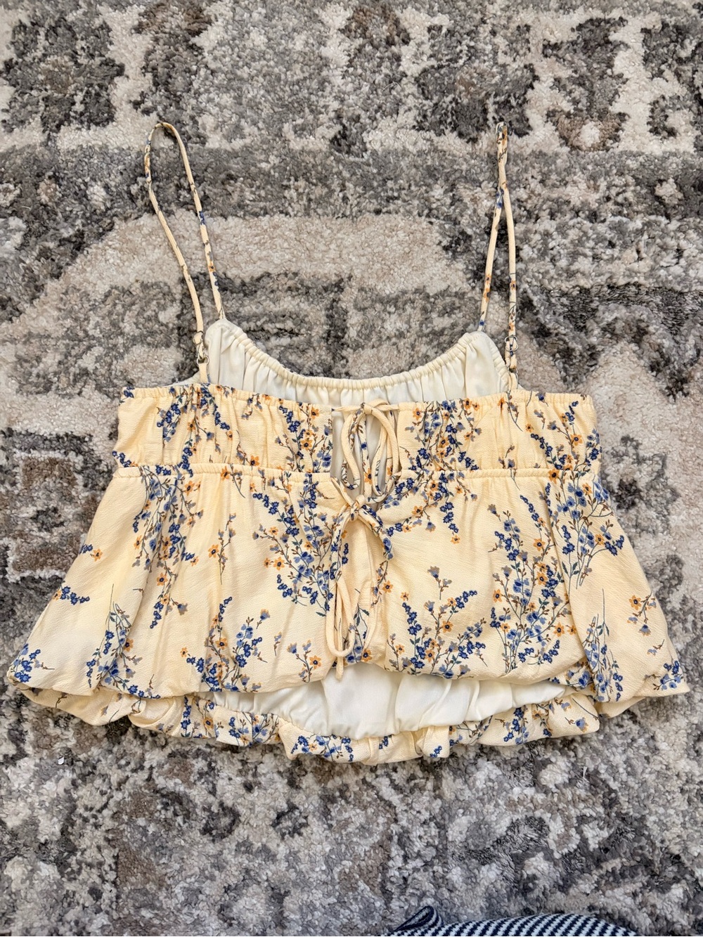 RSQ Yellow Floral Smocked Ruffle Cami
